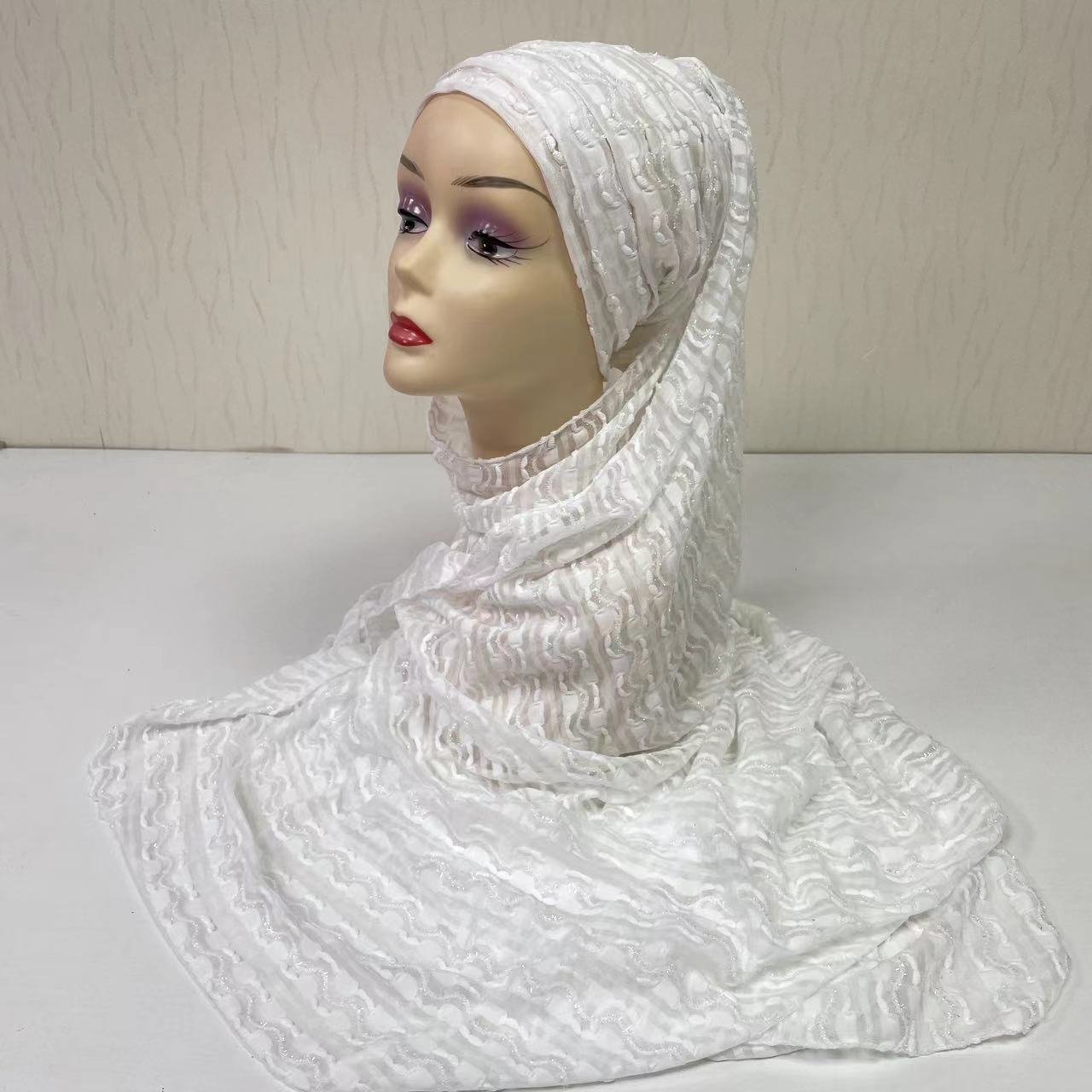 MS-2142 Wholesale Muslim Women Instant Shawl Hijabs with cap Dubai Scarf Ladies Turban Hijab 2 Piece set
