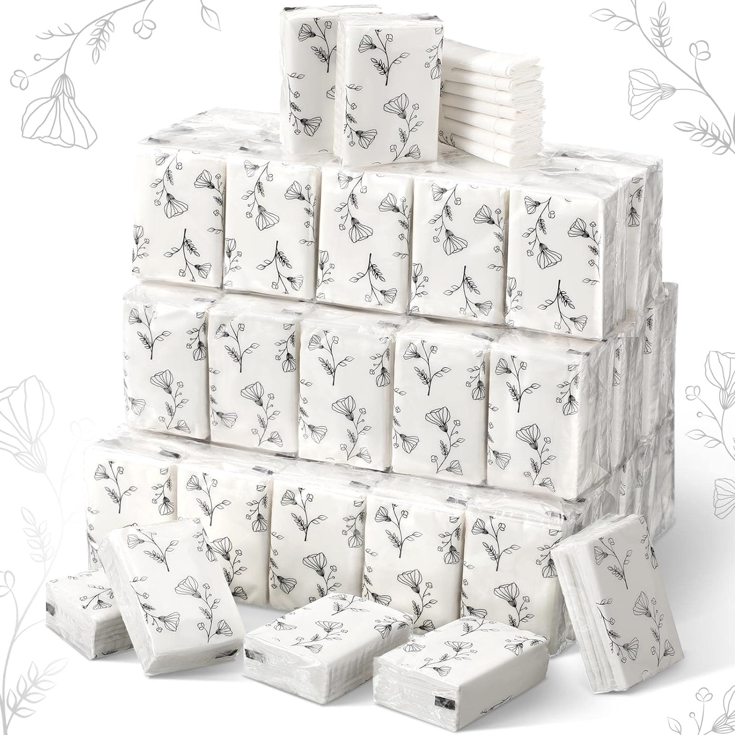 6 Pack Cartoon Design Virgin Wood Pulp Mini Pocket Tissue Factory Direct Sale White Soft Handkerchief Paper