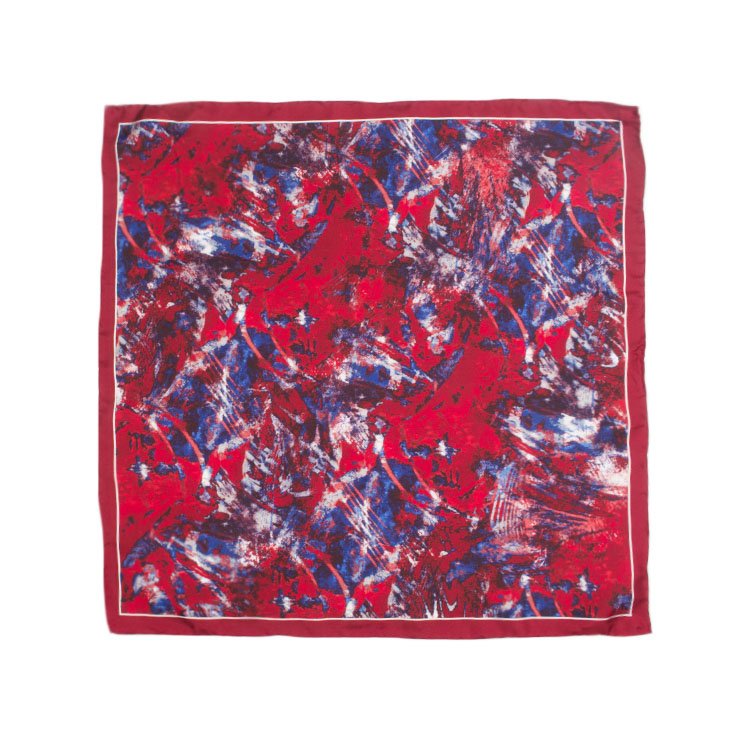 Branded Printed Red Pocket Square Microfiber Logo Handkerchief For Women Ladies