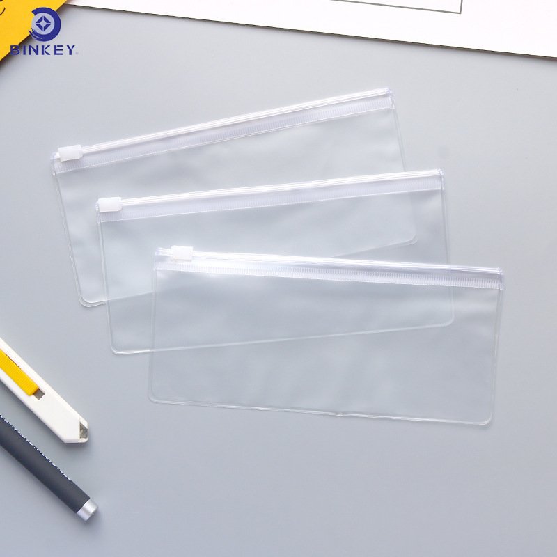 PVC zipper Stationery pen ruler bags Plastic storage accessories translucent frosted packaging bag