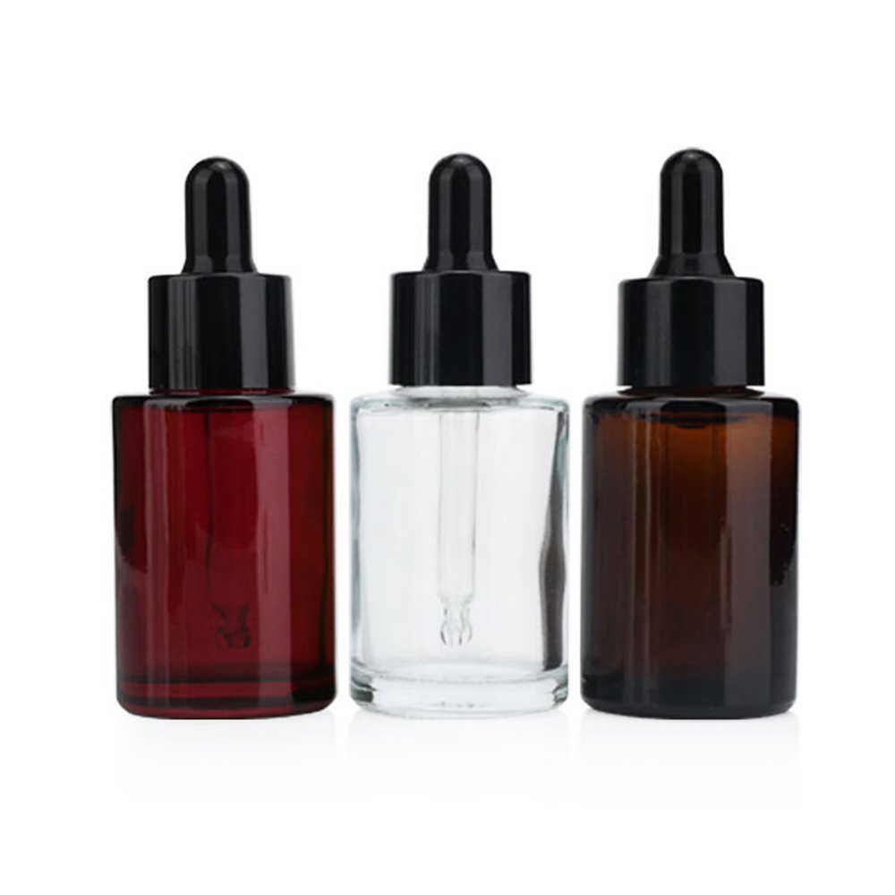 China Wholesale Essential Oil Dropper Bottle Glass 30ml 1oz Clear Frosted White Dropper Bottle Gold Collar Skincare Packaging