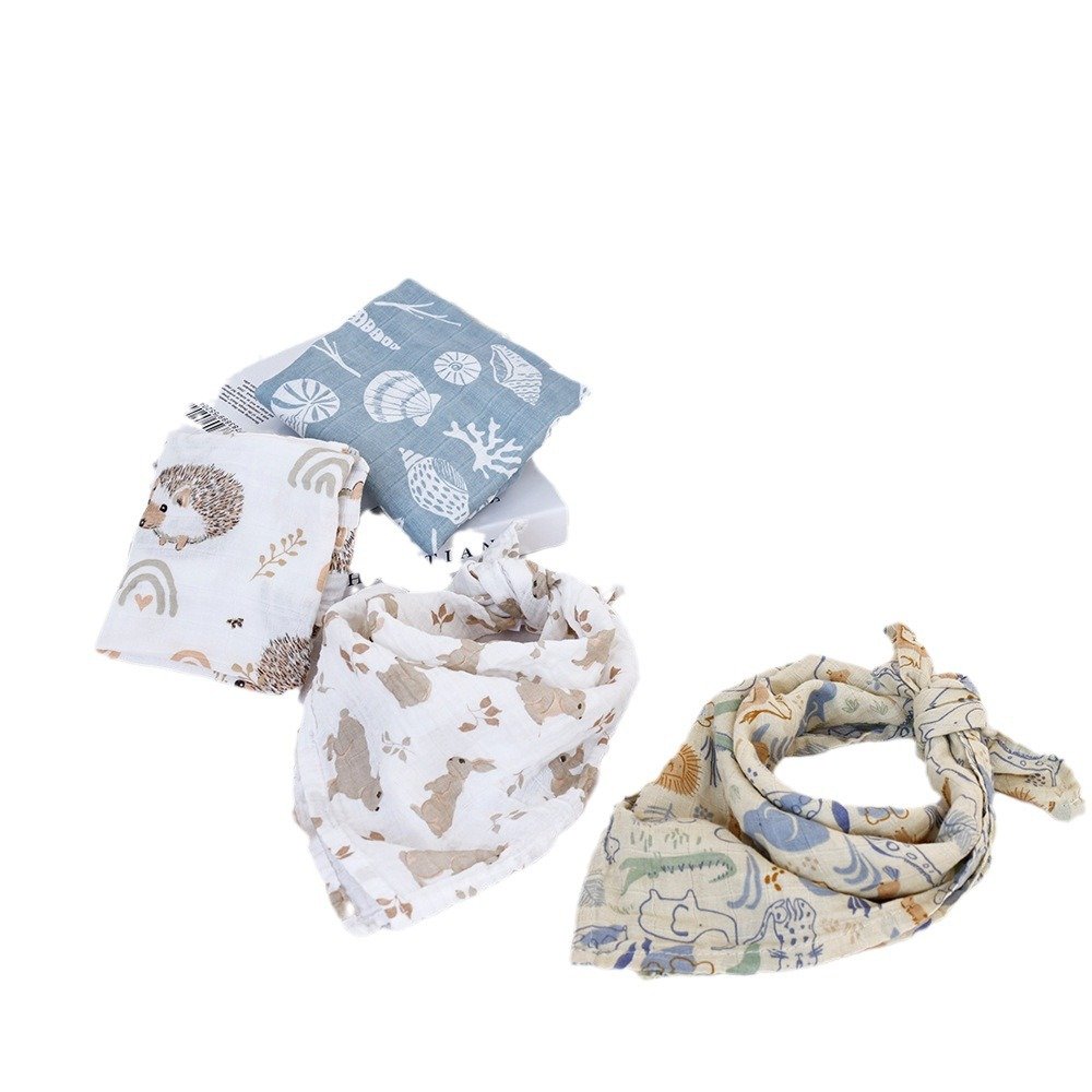 Kangobaby Custom 60*60CM Muslin Baby Scarf Bib 100% Gauze Fabrics Newborn Burp Cloth Soft Washable Children Handkerchief