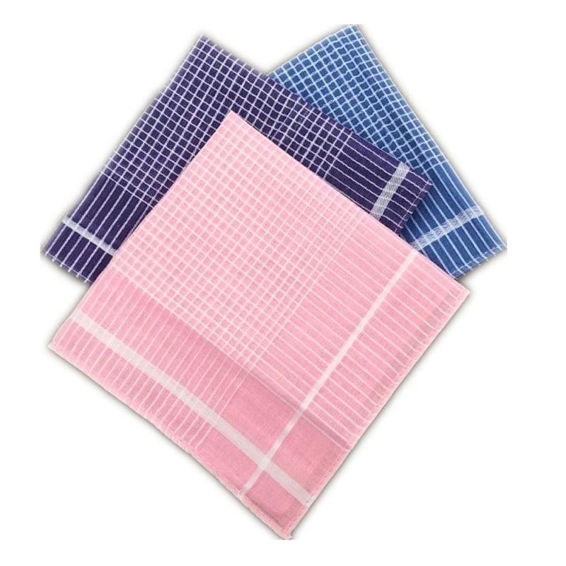 Polyester Cotton Plaid Light Color Ladies Handkerchief Square Scarf Female Retro Handkerchief Towels 29*29cm Home Textile