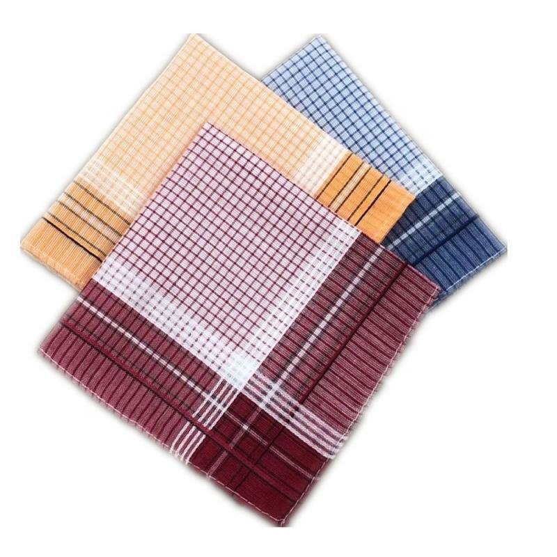 Polyester Cotton Plaid Light Color Ladies Handkerchief Square Scarf Female Retro Handkerchief Towels 29*29cm Home Textile