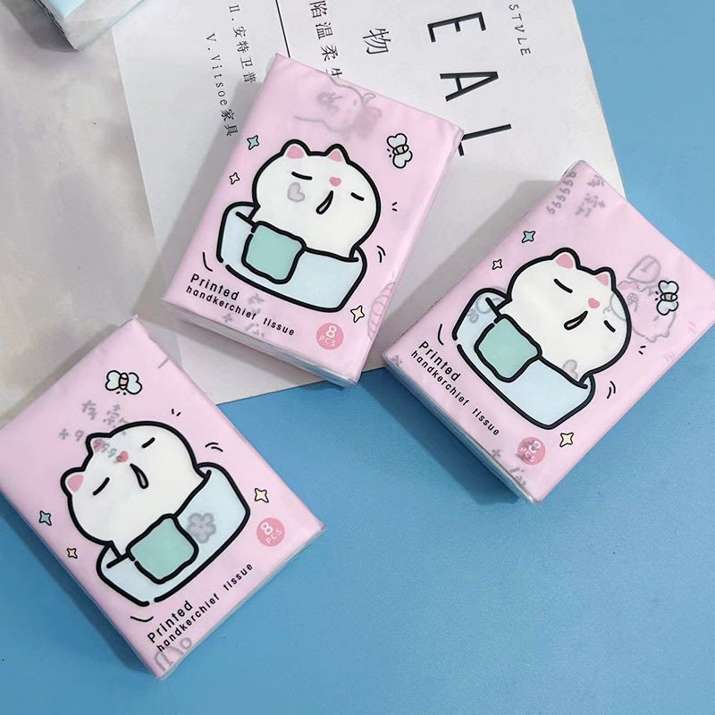 New Capybara Printed Pocket Tissues Mini Facial Tissues 9 Pcs Pack Cute Cat Paper Handkerchief Cleansing Tissue