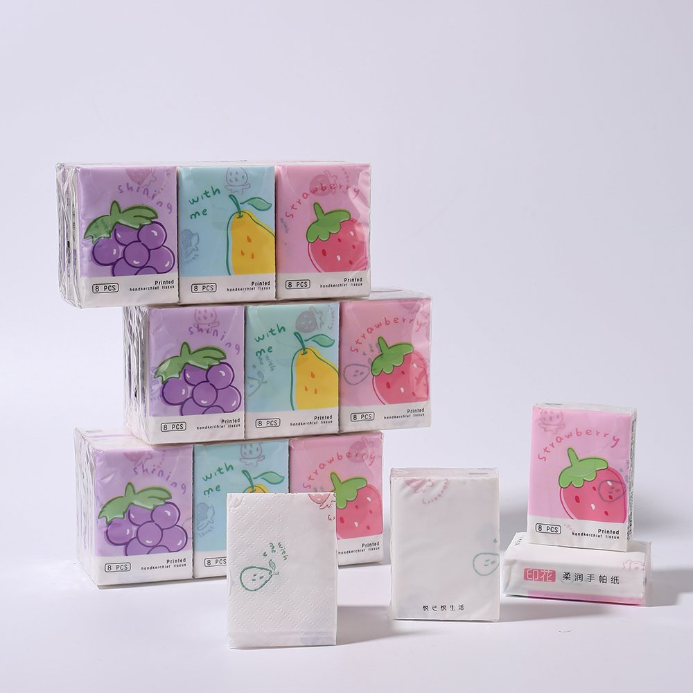 FSC Mini Pocket Tissues Fruits Printed Facial Tissues 9 Pcs Pack Cute Paper Handkerchief Cleansing Tissue