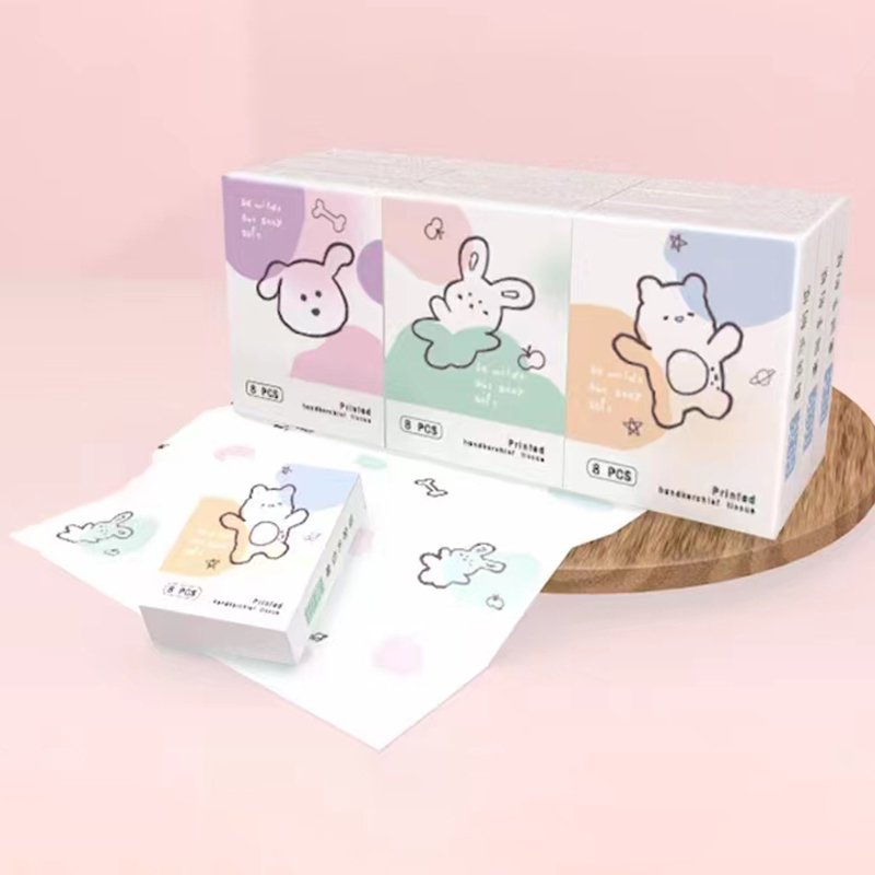 FSC Mini Pocket Tissues Fruits Printed Facial Tissues 9 Pcs Pack Cute Paper Handkerchief Cleansing Tissue