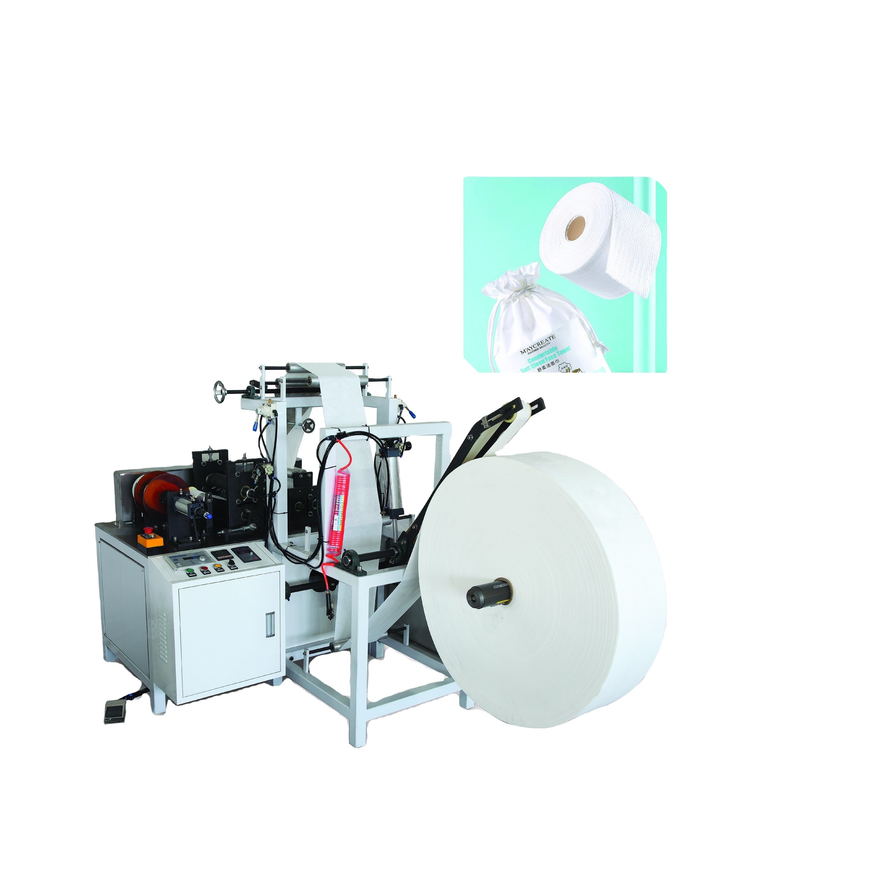 Automatic facial cotton soft towel roll slitting and rewinding machine jumbo cotton rolling towel production line