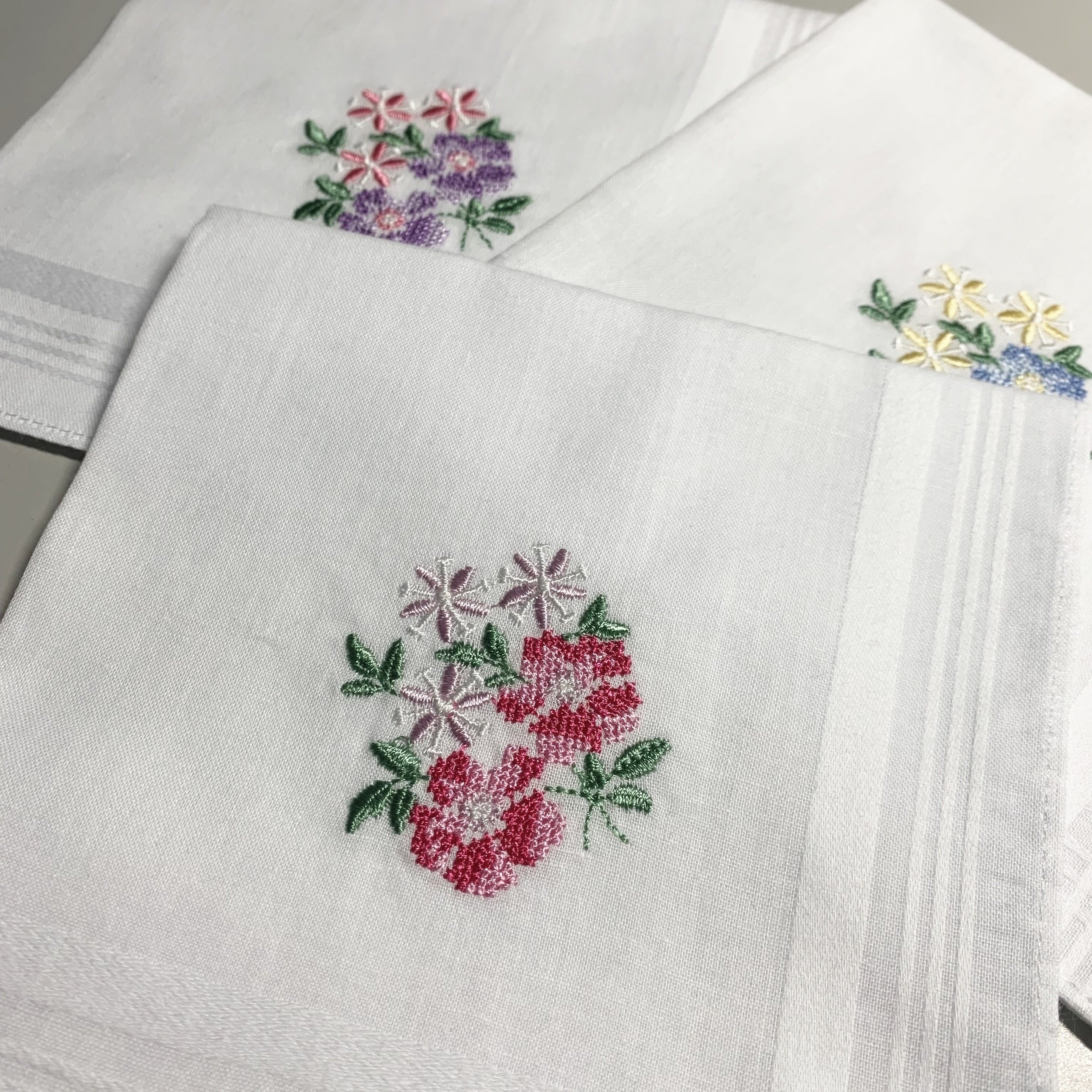 Flower embroidered bridal wedding handkerchief japanese for bride set cotton embroidered handkerchief