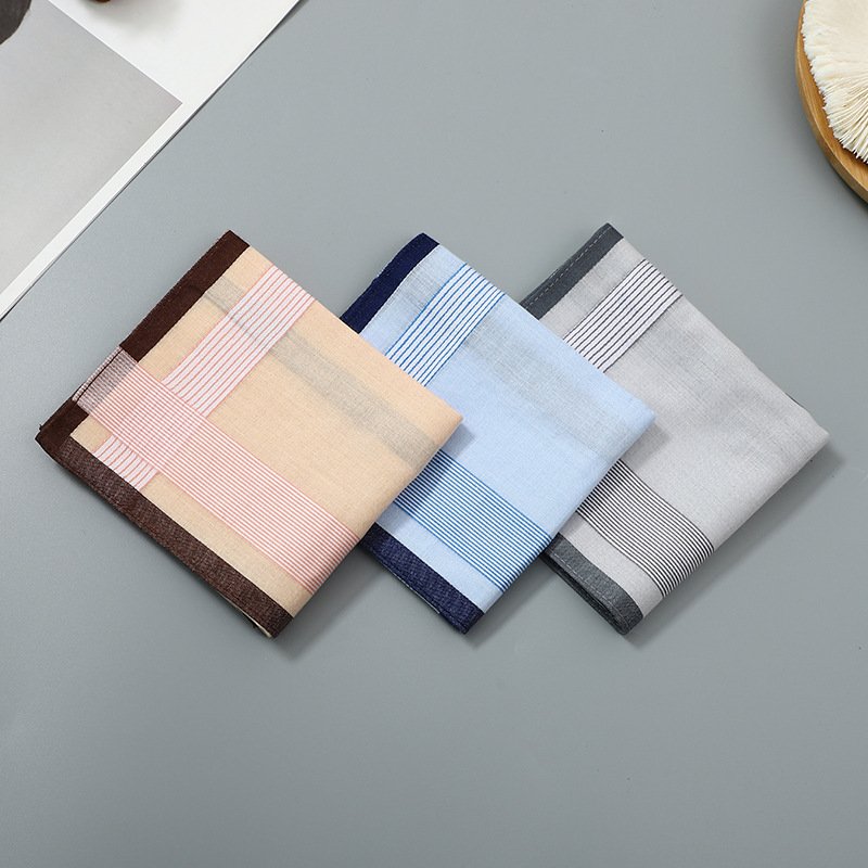 Wholesale 40cm Square Men Women Soft Cotton Handkerchiefs Stripe Pattern Small Pocket Squares