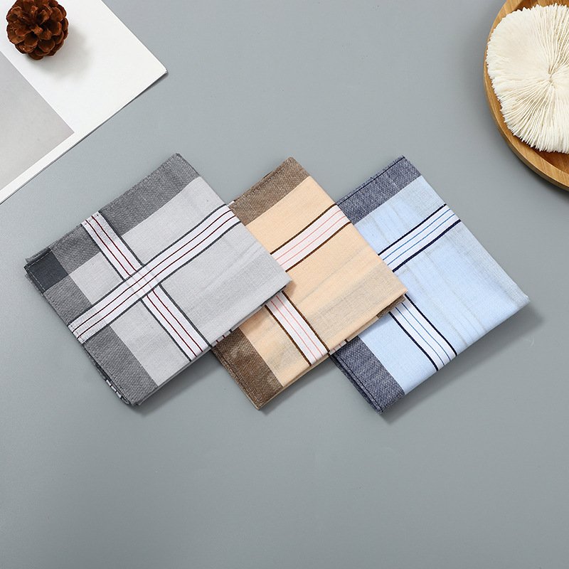 Wholesale 40cm Square Men Women Soft Cotton Handkerchiefs Stripe Pattern Small Pocket Squares