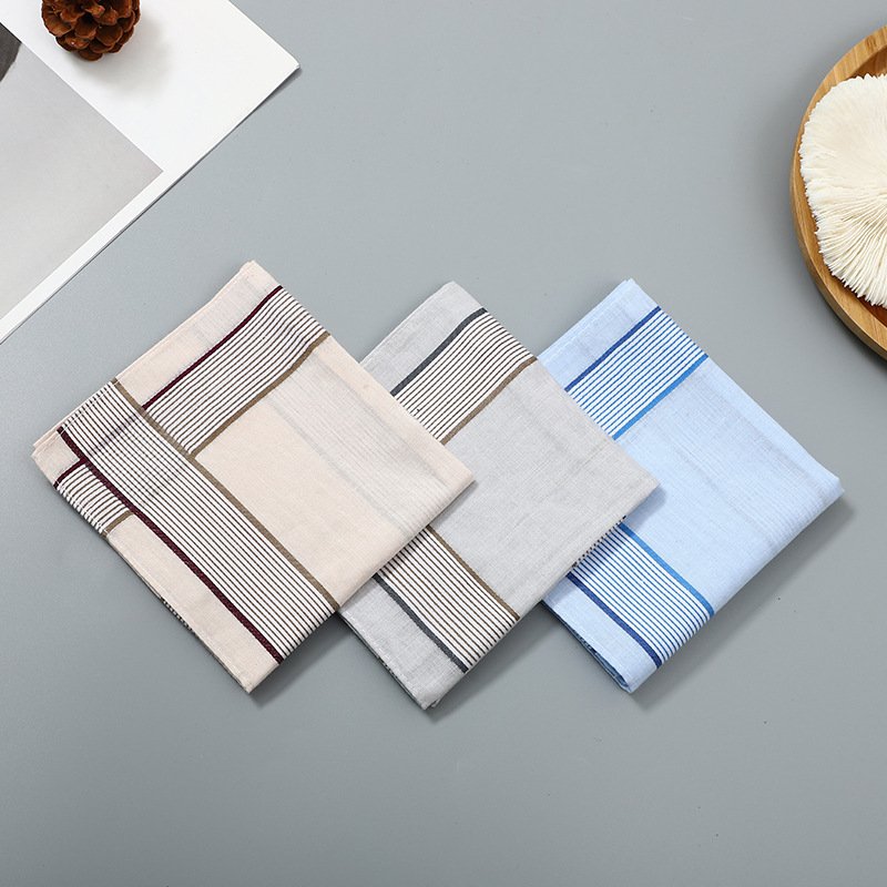 Wholesale 40cm Square Men Women Soft Cotton Handkerchiefs Stripe Pattern Small Pocket Squares