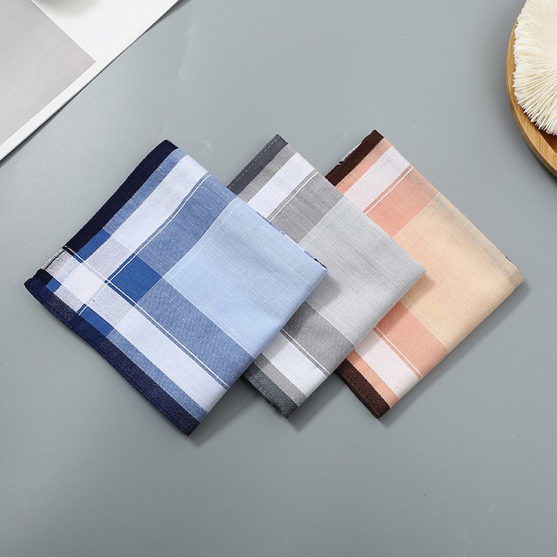 Wholesale 40cm Square Men Women Soft Cotton Handkerchiefs Stripe Pattern Small Pocket Squares