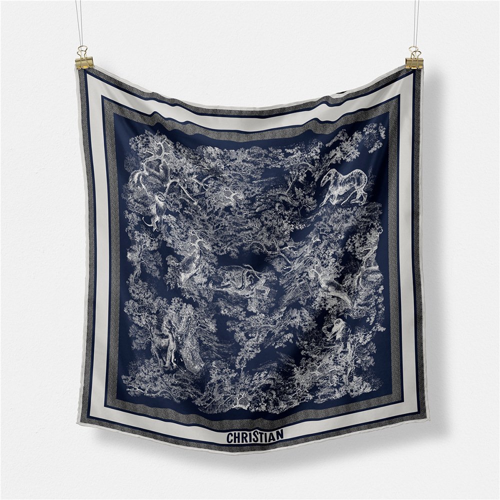 Luxury Brand Twill Silk Scarf Women Bandanna Scarves Neck Office Ladies Handkerchief Soft Female Foulard Printed Scarves