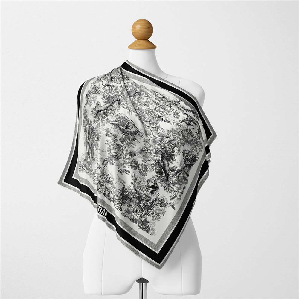Luxury Brand Twill Silk Scarf Women Bandanna Scarves Neck Office Ladies Handkerchief Soft Female Foulard Printed Scarves