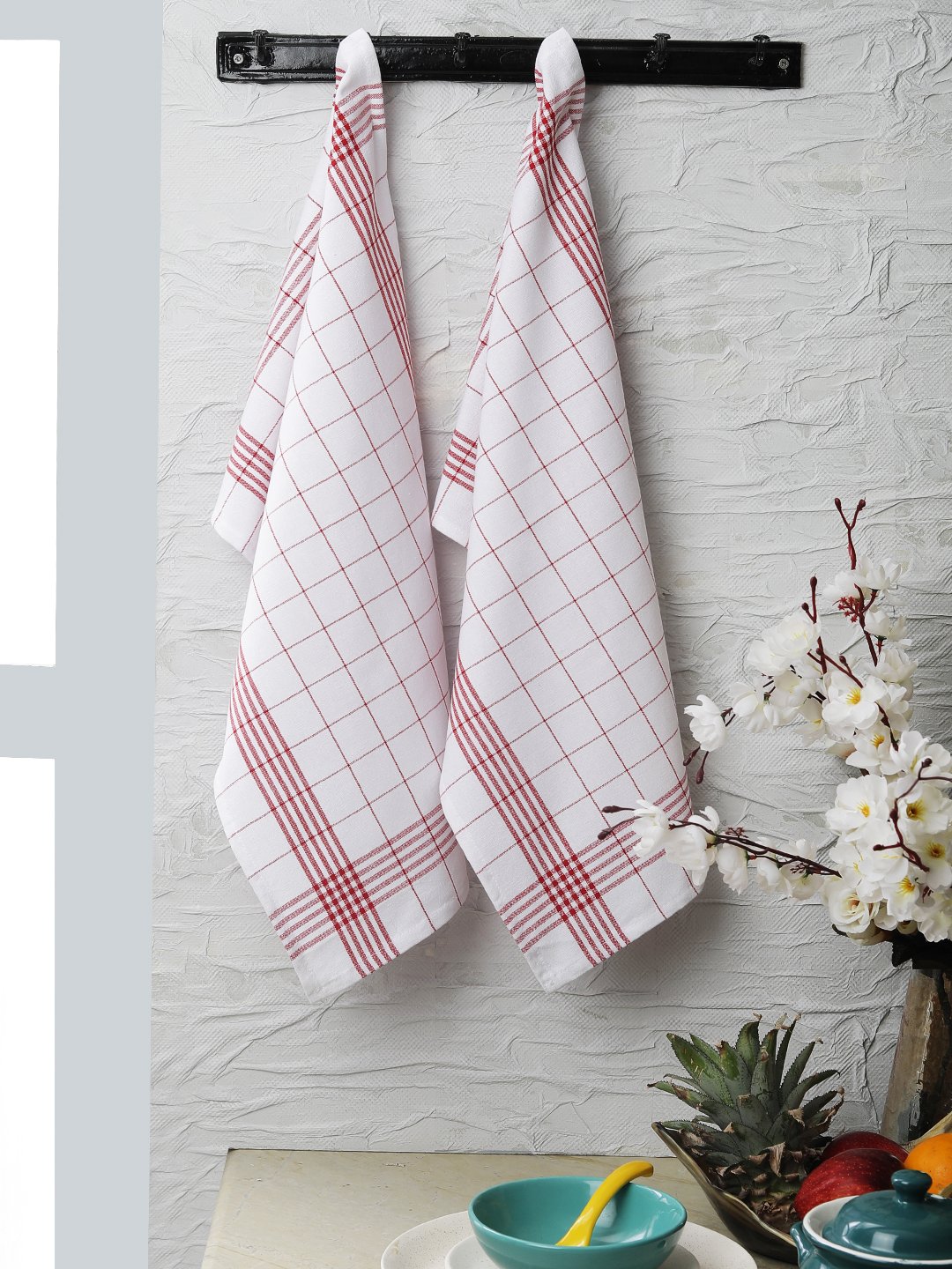 100% Cotton Napkins vintage strips golf kitchen- red
