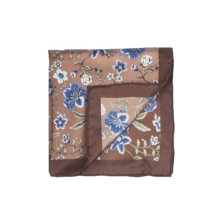 New Floral Handkerchief 30cm 100%Polyester Gold Blue Women Men Wedding Party Daily Suit Tuxedo Pocket Square Gift Accessory