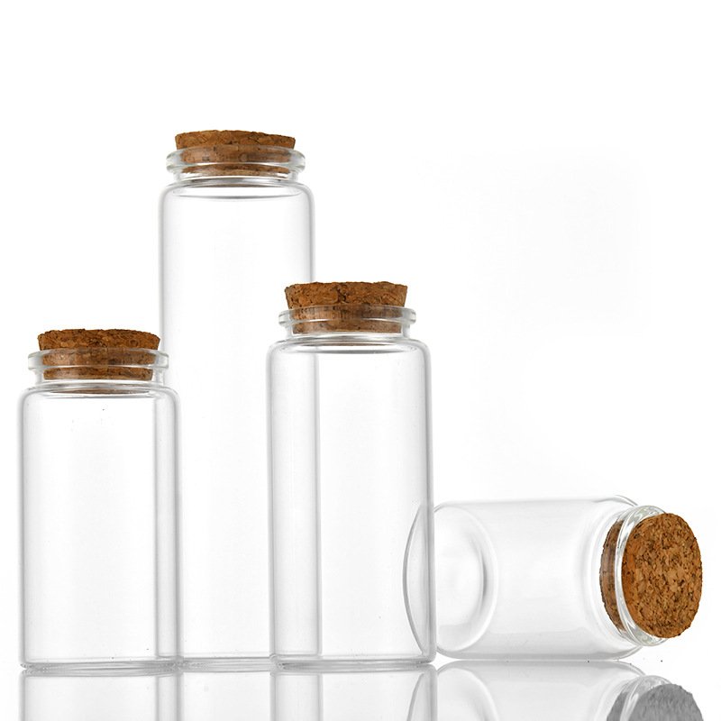 47mm High Borosilicate clear test tube glass bottles capsule food storage container wishing bottle with cork stopper
