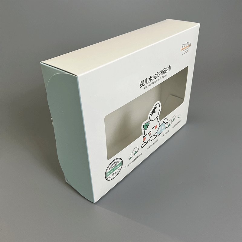Luxury White Cardboard Clothes Scarf Towel Packaging Folding Paper Gift Box Paper Box with Window Personal Care Coated Paper
