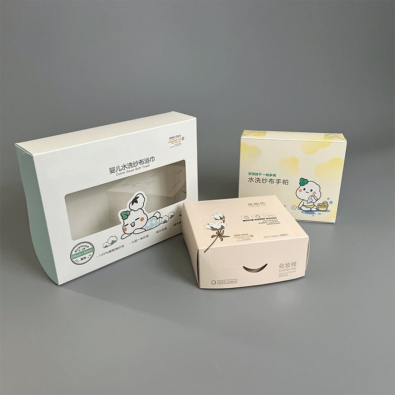 Luxury White Cardboard Clothes Scarf Towel Packaging Folding Paper Gift Box Paper Box with Window Personal Care Coated Paper