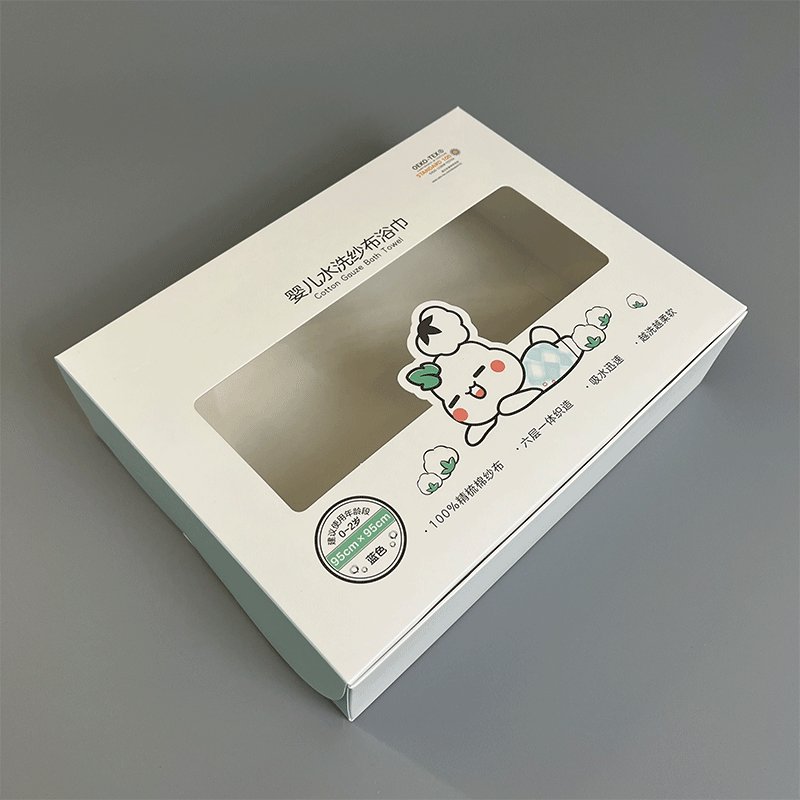 Luxury White Cardboard Clothes Scarf Towel Packaging Folding Paper Gift Box Paper Box with Window Personal Care Coated Paper