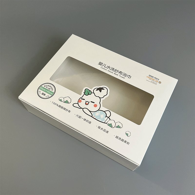 Luxury White Cardboard Clothes Scarf Towel Packaging Folding Paper Gift Box Paper Box with Window Personal Care Coated Paper