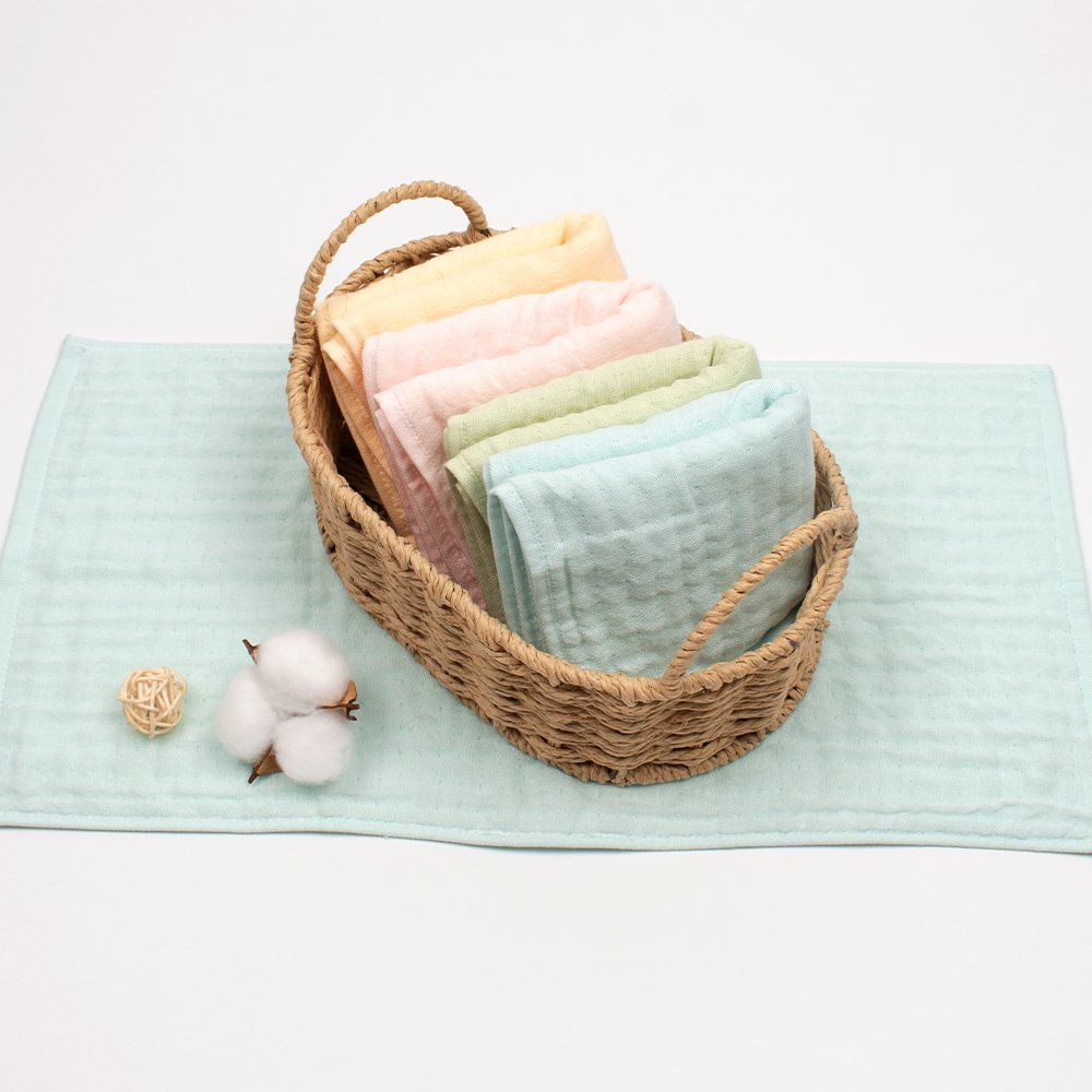 GOTS 100% Organic Cotton Handkerchief Baby Face Towel Muslin Cloth Soft Baby Washcloth Burp Cloth