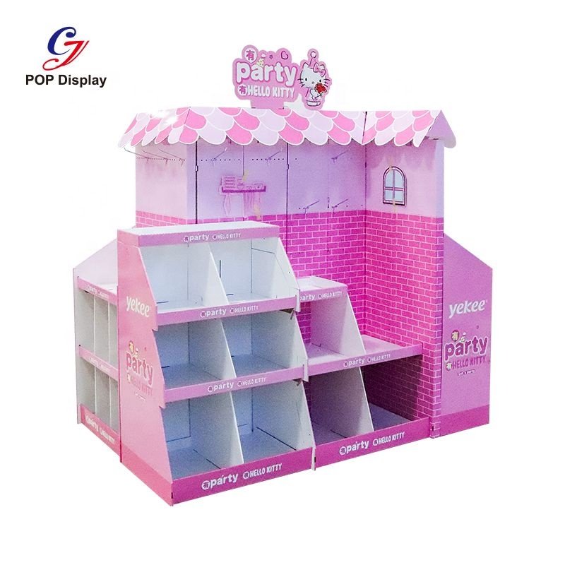 Customized Funko POP Paper Display Case Carton Cardboard Floor Display Rack Corrugated Packaging Boxes For Diapers Supermarket