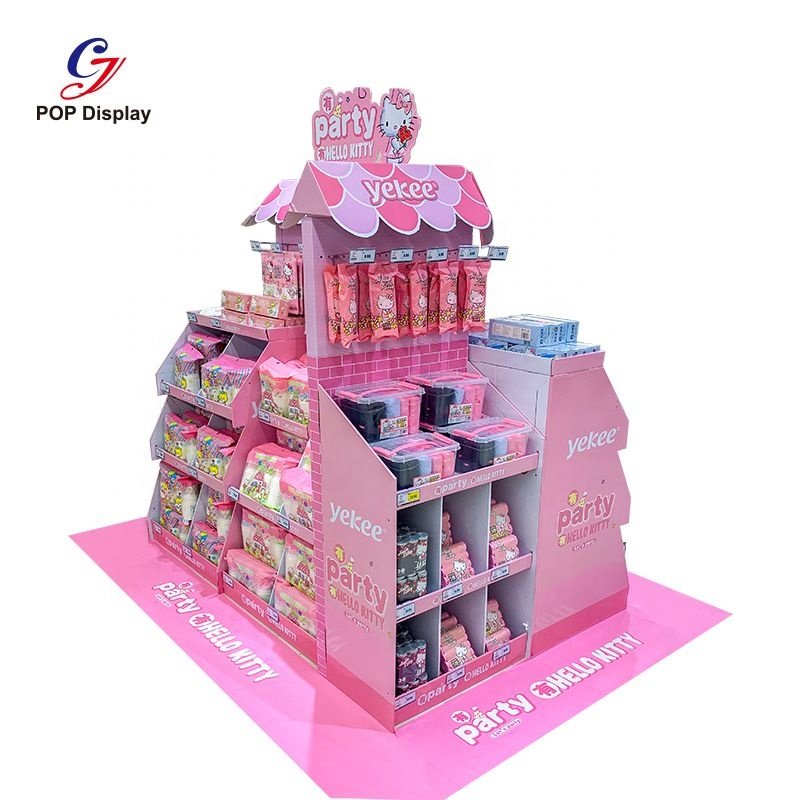 Customized Funko POP Paper Display Case Carton Cardboard Floor Display Rack Corrugated Packaging Boxes For Diapers Supermarket
