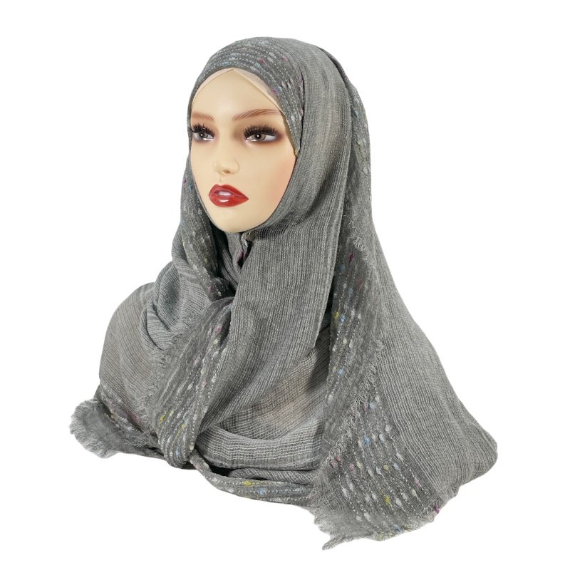 Designer fashion hairball stripes viscose shawl muslim women veils head scarves voiles cotton hijab capital turbans for ladies
