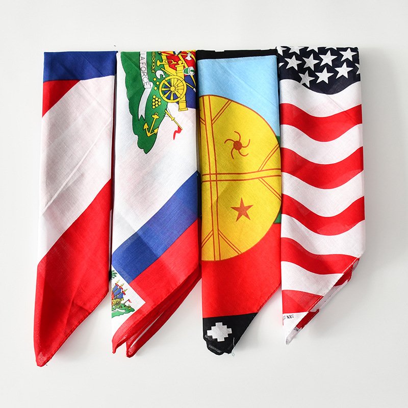 Custom Colorful 54*54cm Handkerchief Cotton High Quality Square National Flag Bandana