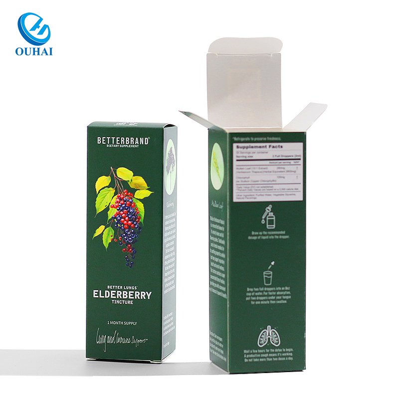 Health Products Paper Packaging Collapsible Top Tuck End Box Printed Your Brand Logo Essential Oil Package Box for Custom