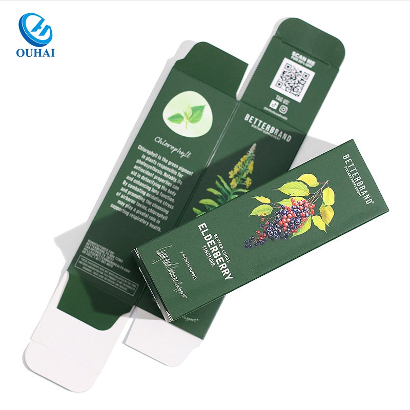 Health Products Paper Packaging Collapsible Top Tuck End Box Printed Your Brand Logo Essential Oil Package Box for Custom