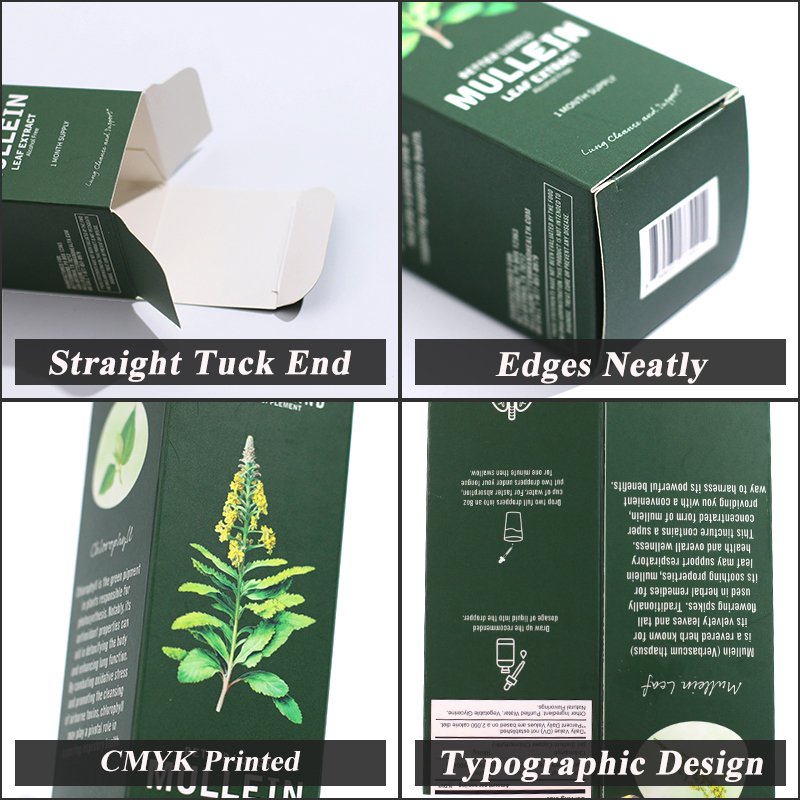 Health Products Paper Packaging Collapsible Top Tuck End Box Printed Your Brand Logo Essential Oil Package Box for Custom
