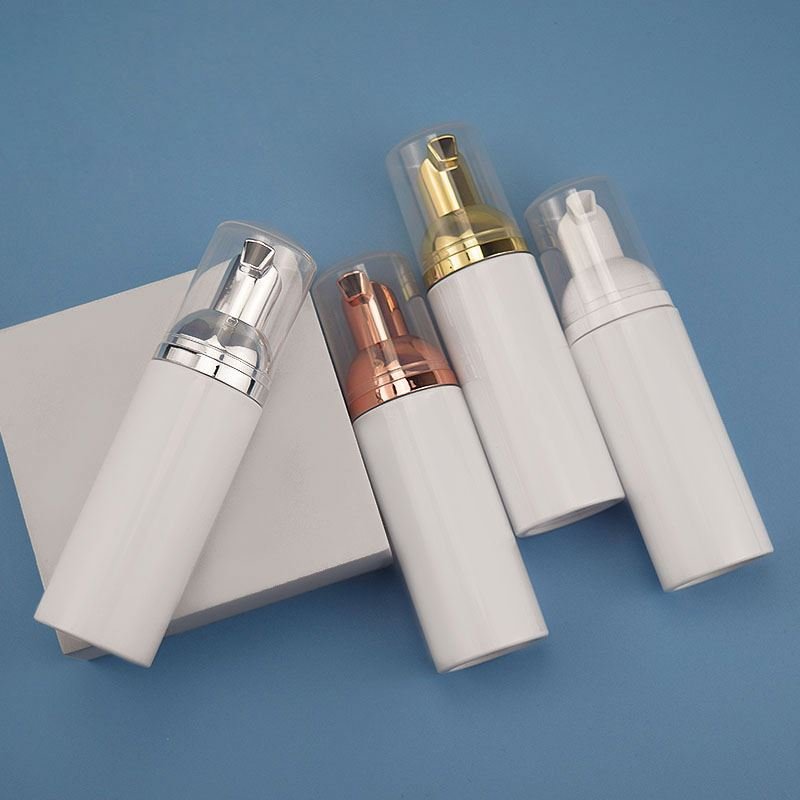 PET60ml Moose Facial Cleanser Shower Gel Down Wear Cleanser Electroplated Rose Gold Pump Head Plastic Foam Bottle