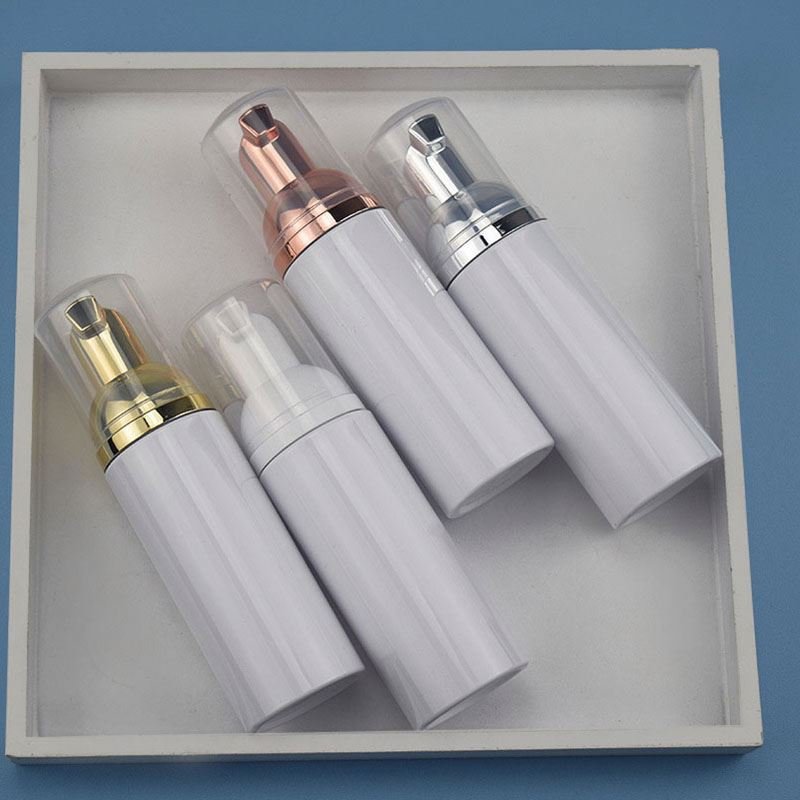 PET60ml Moose Facial Cleanser Shower Gel Down Wear Cleanser Electroplated Rose Gold Pump Head Plastic Foam Bottle