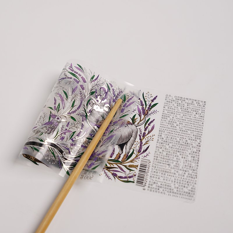 Custom high quality Waterproof Vinyl Transparent Self-adhesive labels gold stamp spot UV Personal care adhesive labels