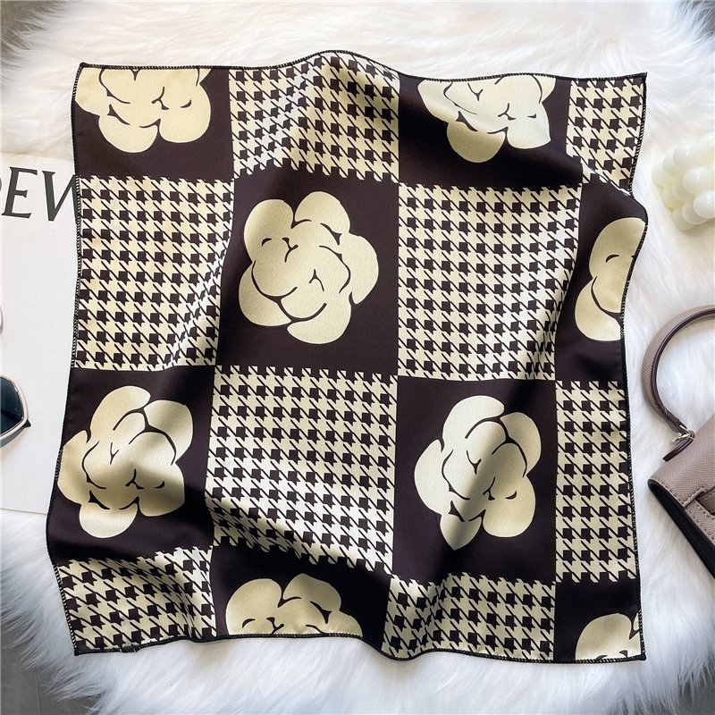 2022 New 50x50 cm Silk Satin Hair Scarf Women Handkerchief Printed Female Square Head Bandana Small Neck Muffler Hijab Lady Girl