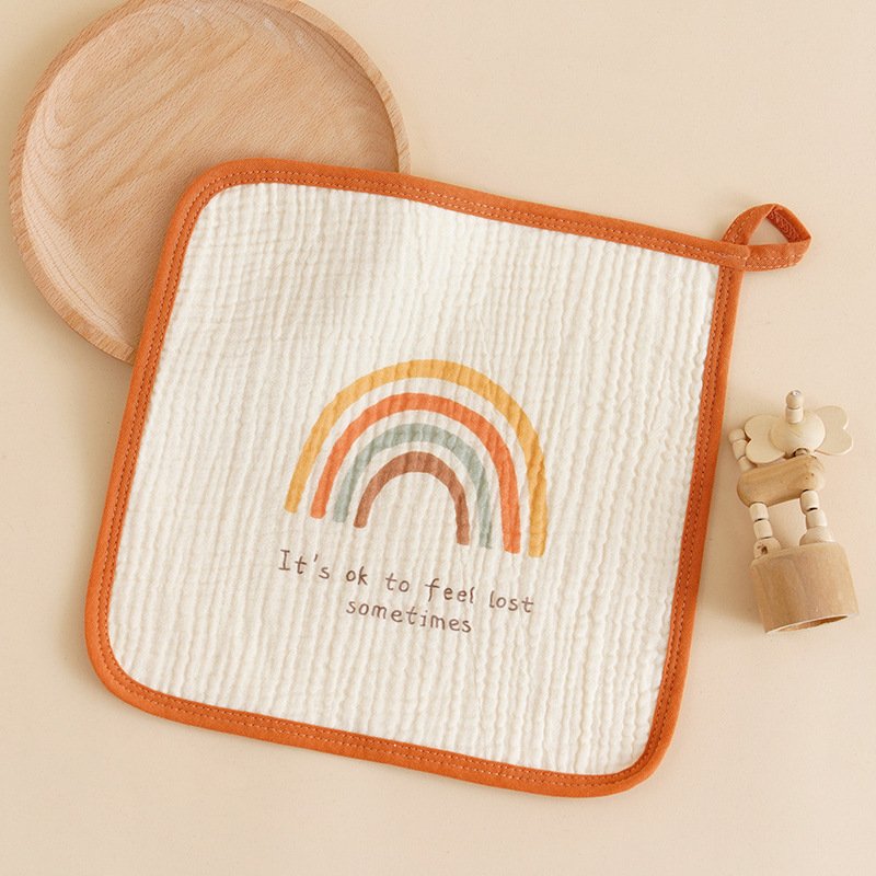 Wholesale Custom Organic 100% Cotton Baby Wash Cloth Towel with Loop Gauze Handkerchief