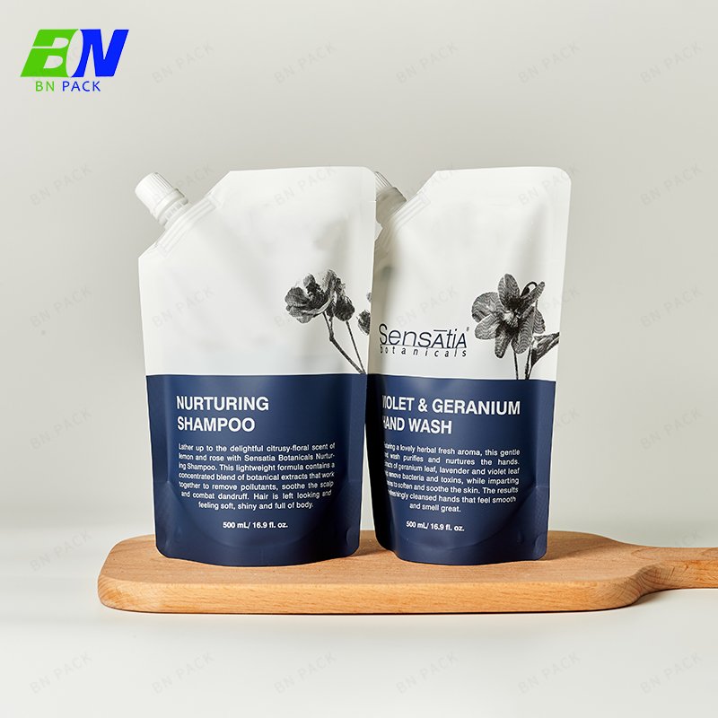 Custom Reusable Matt finish Shampoo Refill Sub-packaging Drink Pouch with Spout Packaging Liquid Pouch