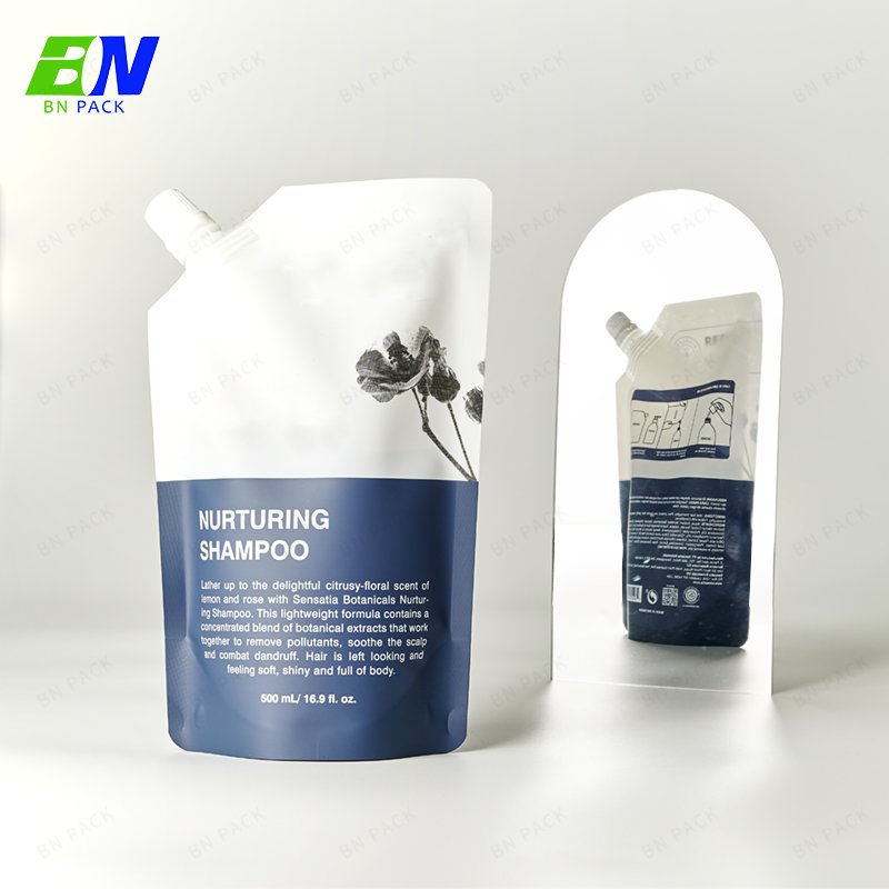 Custom Reusable Matt finish Shampoo Refill Sub-packaging Drink Pouch with Spout Packaging Liquid Pouch