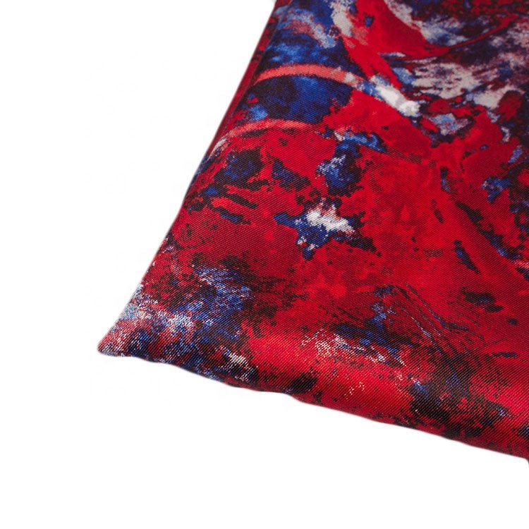 Custom Size Handkerchief 45*45cm Flower Pattern Pocket Square Red Custom Woven Polyester Handkerchief