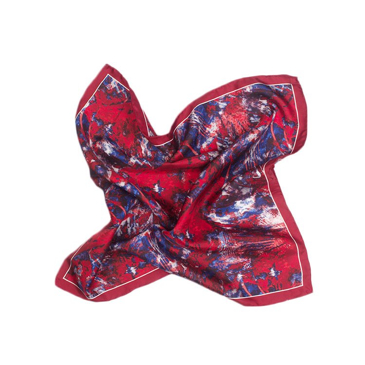 Custom Size Handkerchief 45*45cm Flower Pattern Pocket Square Red Custom Woven Polyester Handkerchief