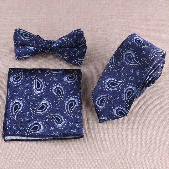 boys green paisley modern fashion mens skinny neck ties 6cm luxury customized necktie and bow tie pocket square set