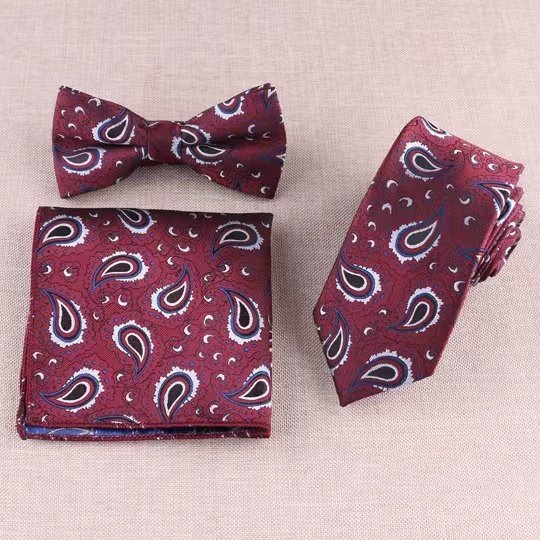boys green paisley modern fashion mens skinny neck ties 6cm luxury customized necktie and bow tie pocket square set