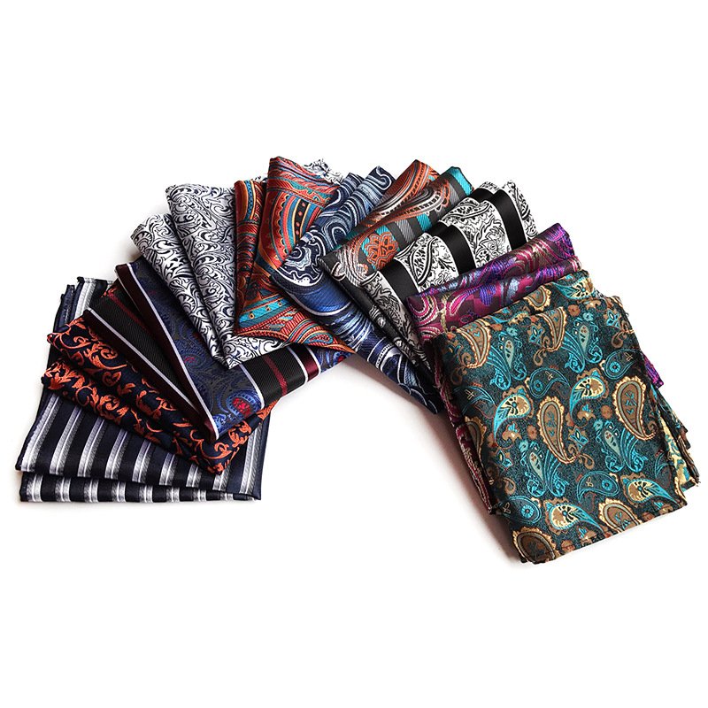 Wholesale Shengzhou Accept Customized Logo Polyester Handkerchiefs Paisley Screen Print Silk Pocket Squares For Men
