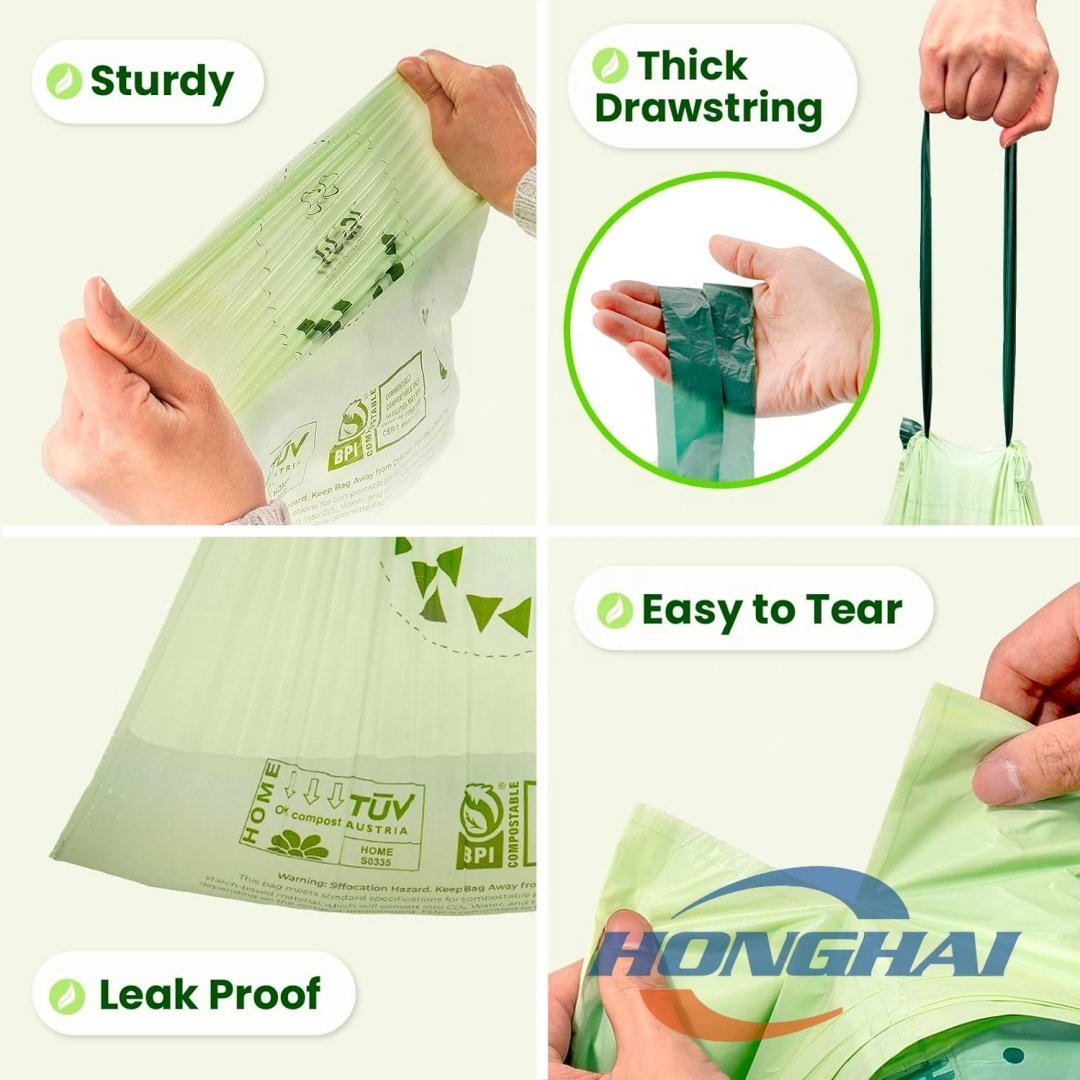 13 Gallon Compostable Drawstring garbage bag factory Wholesale Price,Large Compost Trash Can Liner