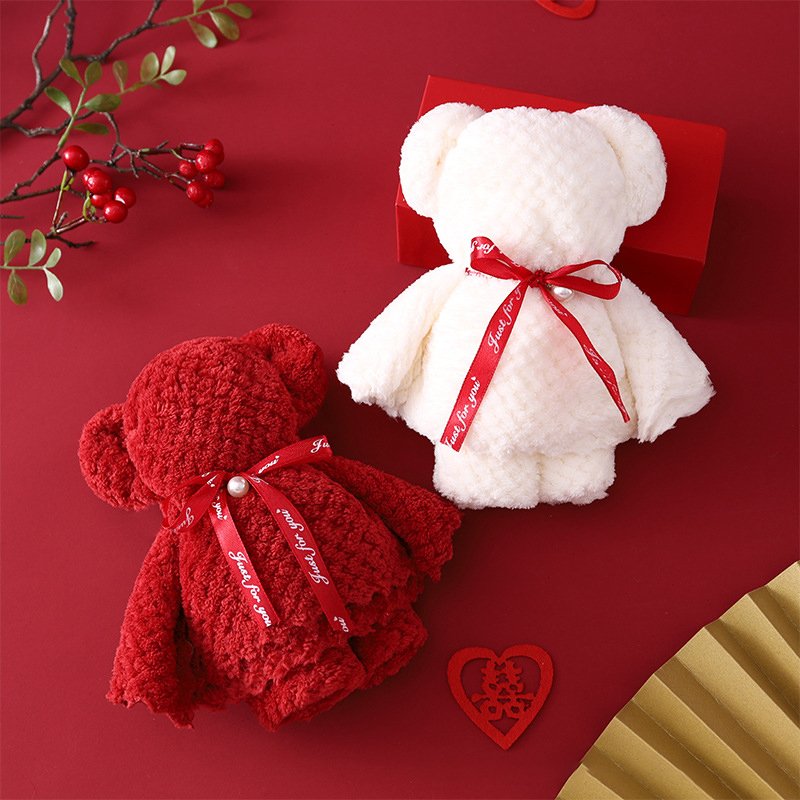 Custom bear towel with small gift towel Holiday birthday gift wedding shape small gift towel
