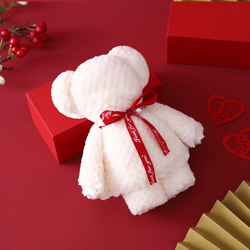 Custom bear towel with small gift towel Holiday birthday gift wedding shape small gift towel