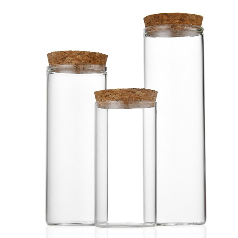 Diameter 47mm Straight Mouth Clear Empty Glass Vials Storage Container Test Tube Bottles Packaging With Cork Stopper